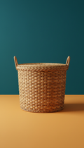 Woven Rattan Storage Basket With Handles