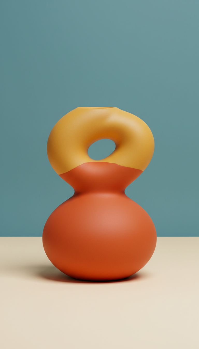 Ceramic Sculptural Vase With Curved Silhouette