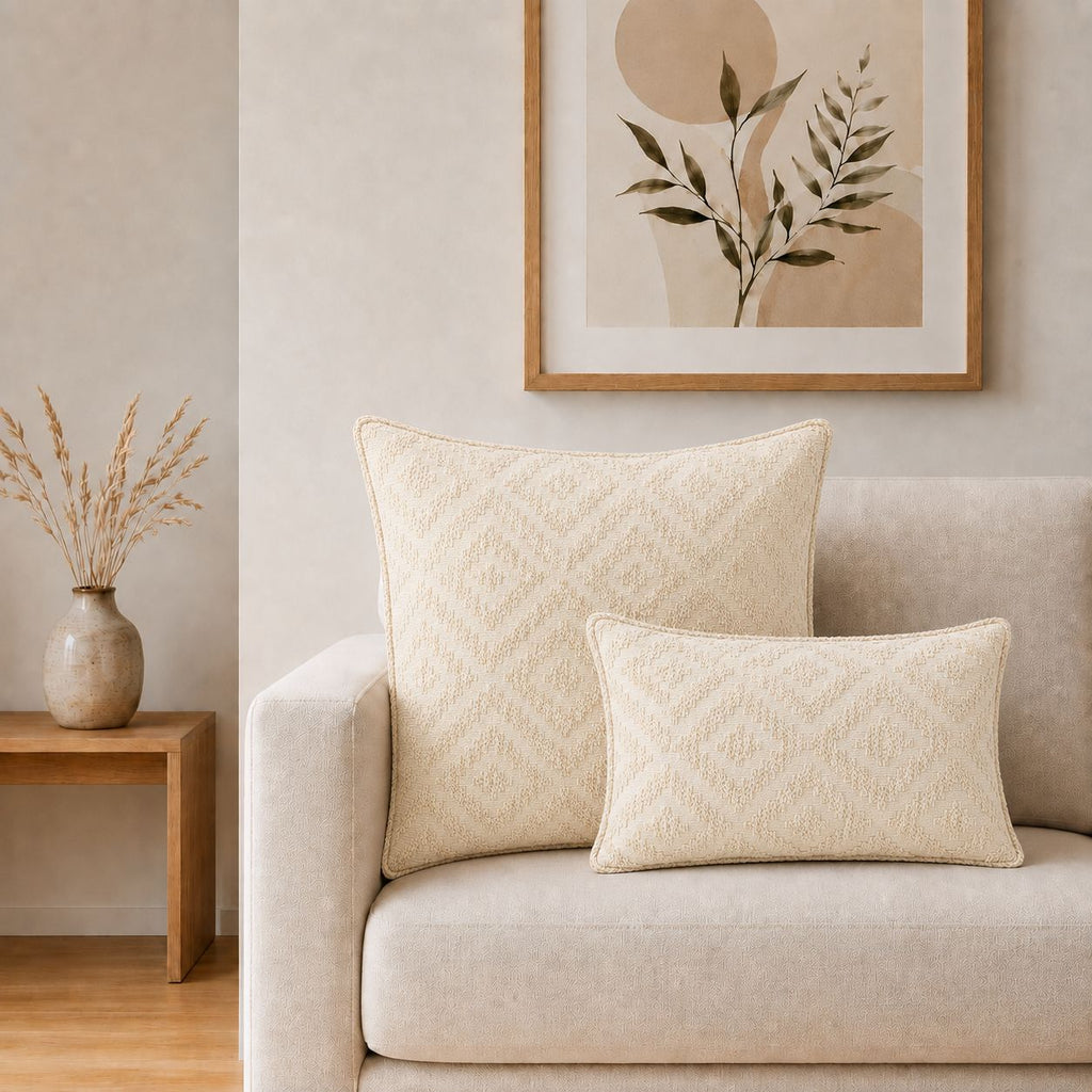 Classic Cushion Cover - Neutral Geo Creme - 60x60cm - Jumbo Style