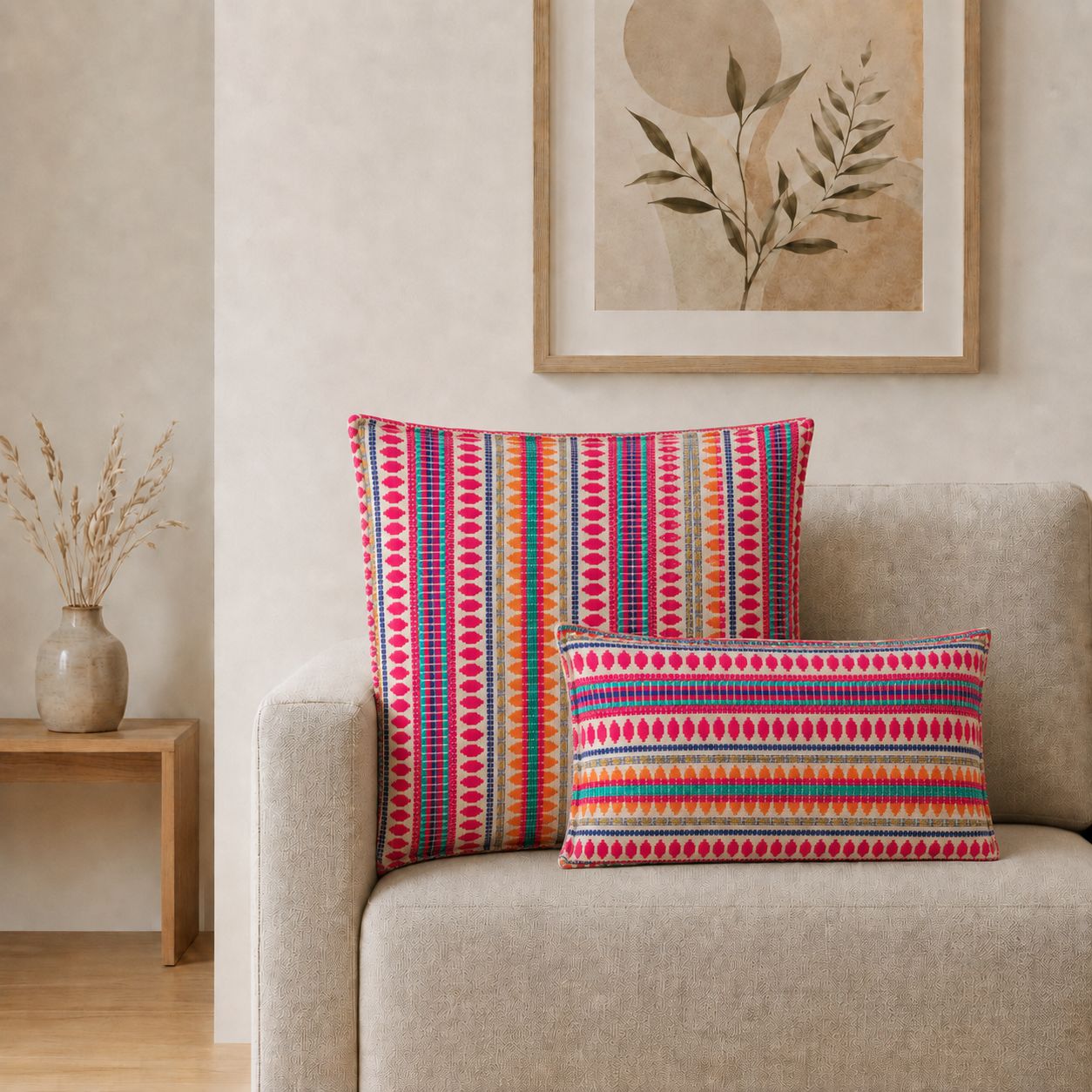 Classic Cushion Cover - Neon Stripes - 60x60cm - Jumbo Style