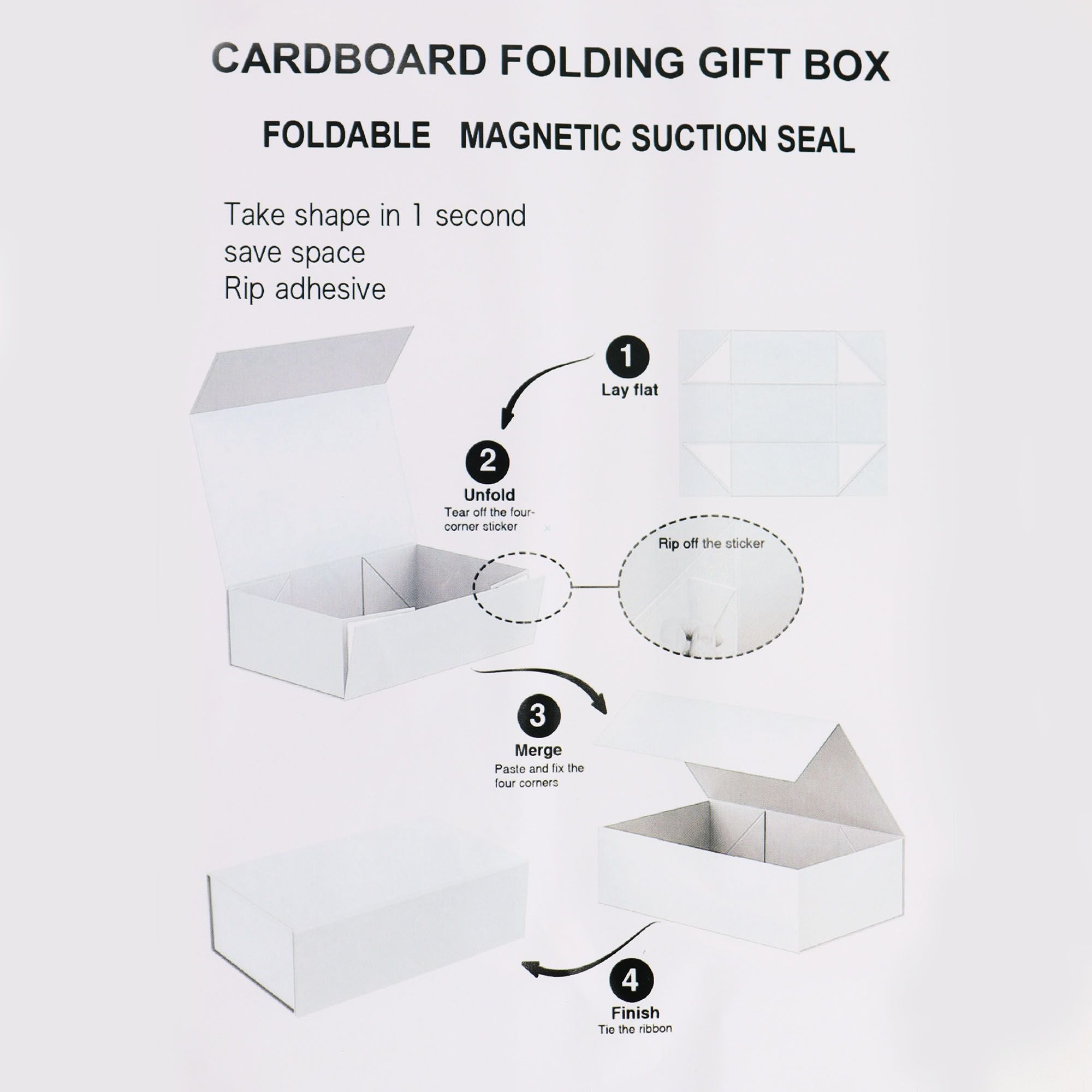 Flat Pack Gift Box - Medium Square (20x18.2x8cm) - Ivory